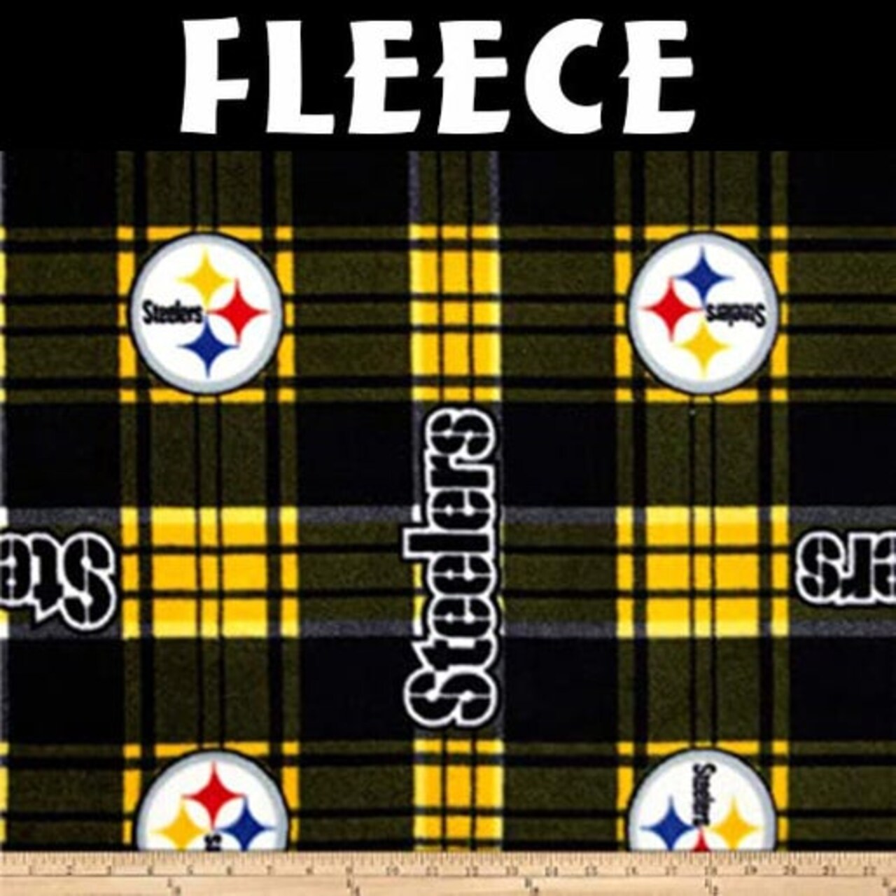 Licensed NFL Pittsburgh Steelers Plaid Fleece 6395-D Fabric by the Yard